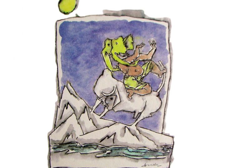 Ganesha on White Bull by MF Husain