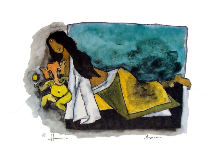 Mother and Child Ganesha by M F Husain