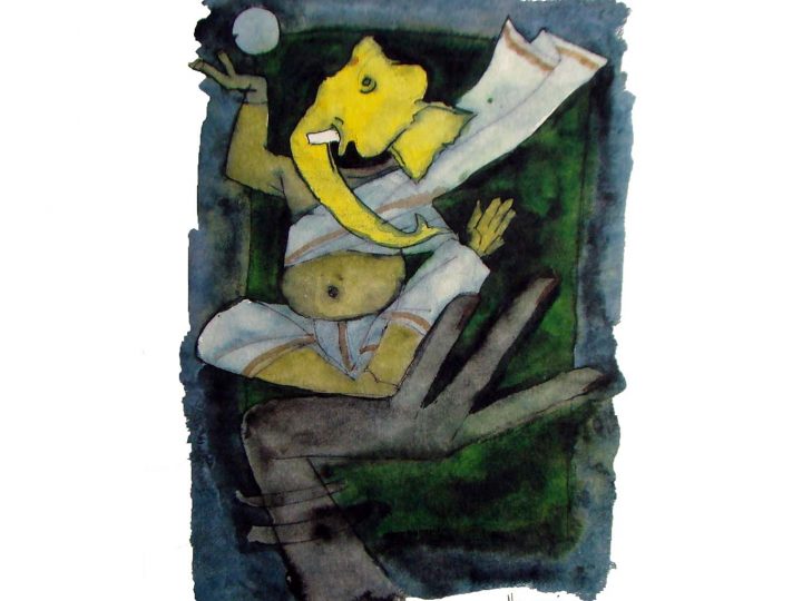 Dancing Ganesha on Hand by MF Husain