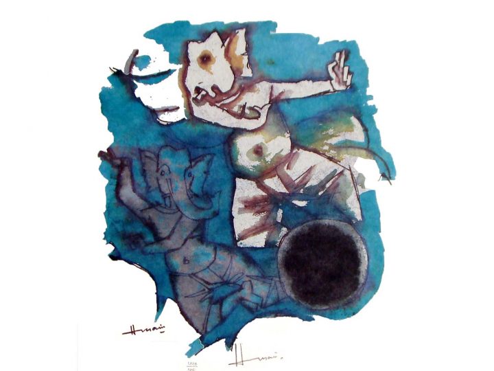 Ganesha with Moon by MF Husain