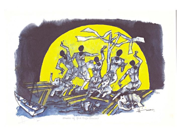 Gaja Gamini Women and Elephants by MF Husain