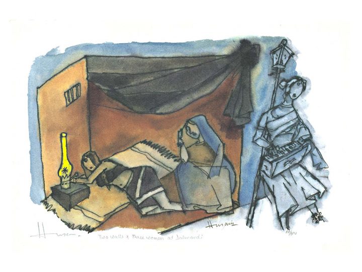 Gaja Gamini Three Women Artwork by MF Husain