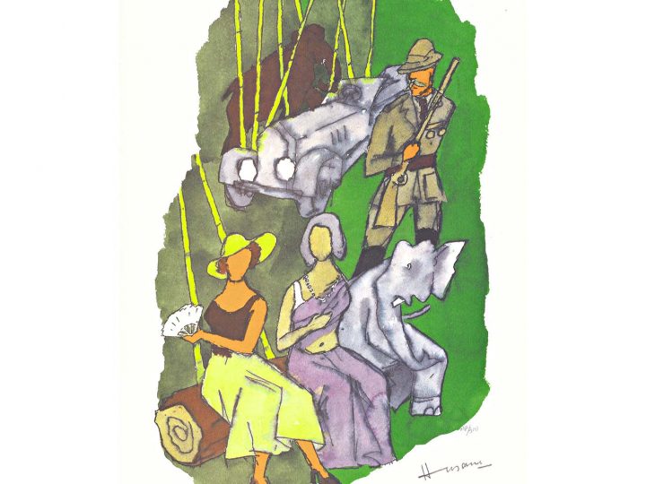 Gaja Gamini British Raj Tea Party by MF Husain