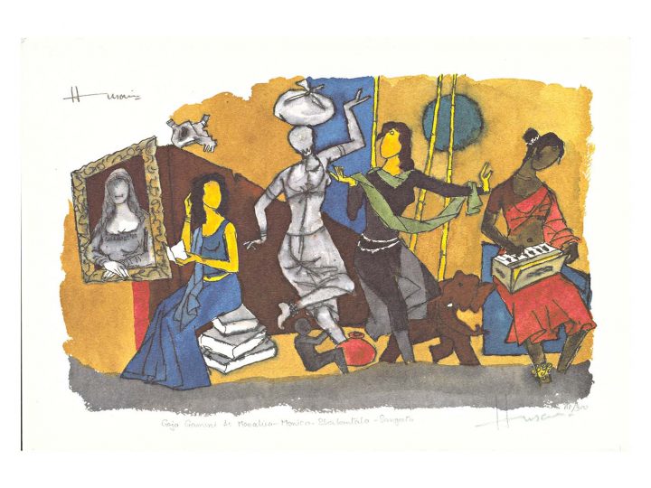 Gaja Gamini as Monalisa, Monica, Shakuntala & Sangeeta by MF Husain