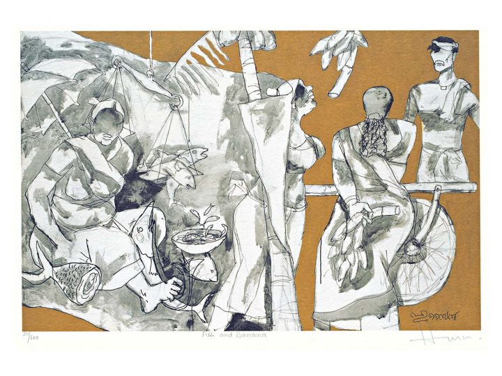 Kerala V Fish and Banana by MF Husain
